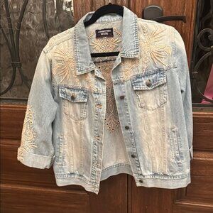 Johnny Was Blue Lace Jean Jacket